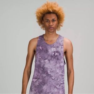 Lululemon Men's Always Agile Tank Top M L Diamond Dye White Purple Tie-Dye DD1U